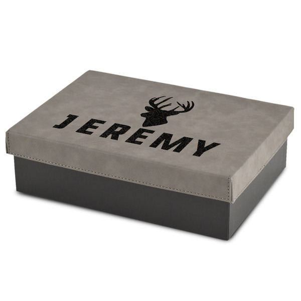 Custom Hunting Camo Medium Gift Box w/ Engraved Leather Lid (Personalized)