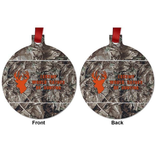 Hunting Camo Metal Ball Ornament - Front and Back