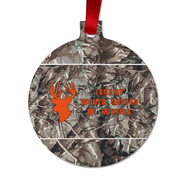 Custom Hunting Camo Metal Ball Ornament - Double Sided w/ Name or Text