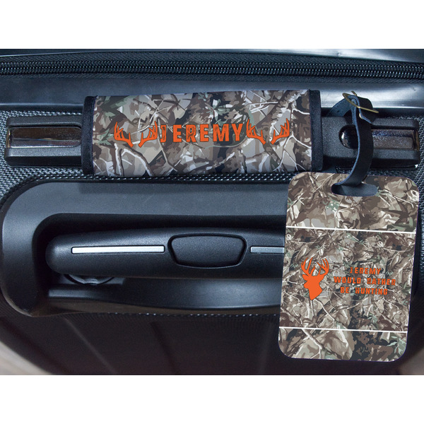 Hunting Camo Metal Luggage Tag & Handle Wrap - In Context