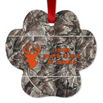 Hunting Camo Metal Paw Ornament - Double Sided w/ Name or Text