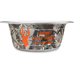 Hunting Camo Stainless Steel Dog Bowl - Large (Personalized)