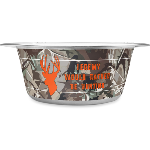 Custom Hunting Camo Stainless Steel Dog Bowl - Large (Personalized)