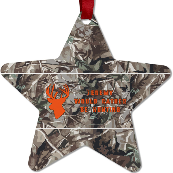 Custom Hunting Camo Metal Star Ornament - Double Sided w/ Name or Text