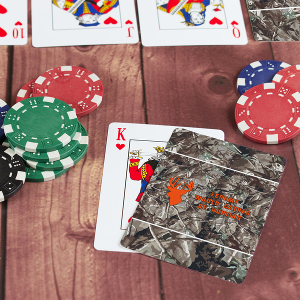 Hunting Camo On Table with Poker Chips