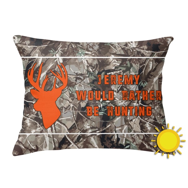 Custom Hunting Camo Outdoor Throw Pillow (Rectangular) (Personalized)