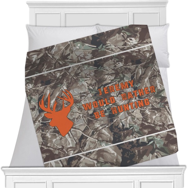 Custom Hunting Camo Minky Blanket - 40"x30" - Double Sided (Personalized)