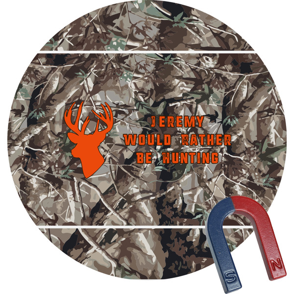 Custom Hunting Camo Round Fridge Magnet (Personalized)