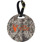 Hunting Camo Plastic Luggage Tag - Round (Personalized)