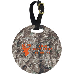 Hunting Camo Plastic Luggage Tag - Round (Personalized)