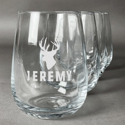 Hunting Camo Stemless Wine Glasses (Set of 4) (Personalized)
