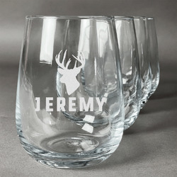 Hunting Camo Stemless Wine Glasses (Set of 4) (Personalized)