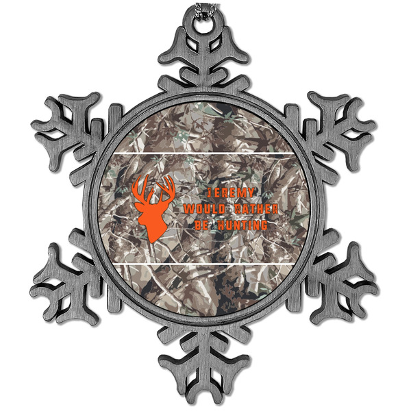 Custom Hunting Camo Vintage Snowflake Ornament (Personalized)