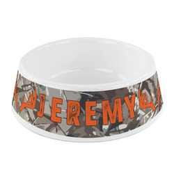 Hunting Camo Plastic Dog Bowl - Small (Personalized)