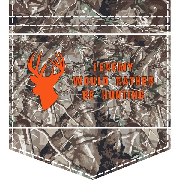 Custom Hunting Camo Iron On Faux Pocket (Personalized)