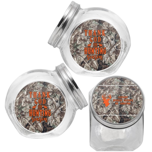 Hunting Camo Puppy Treat Jar - Top Left Right