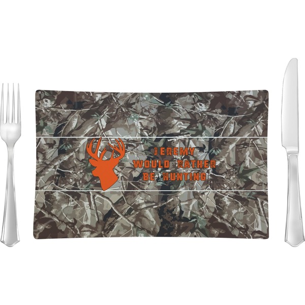 Custom Hunting Camo Rectangular Glass Lunch / Dinner Plate - Single or Set (Personalized)