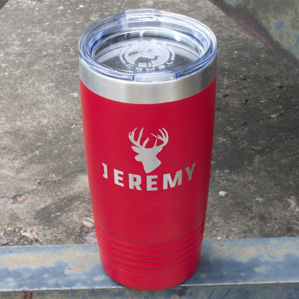 Hunting Camo Red Polar Camel Tumbler - 20oz - Angled