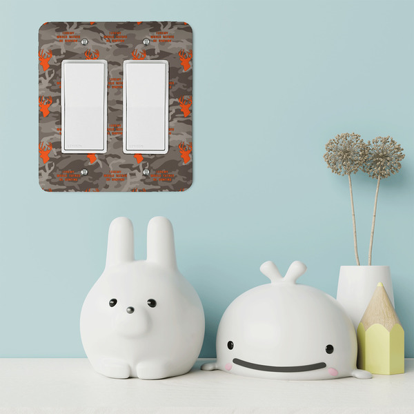 Hunting Camo Rocker Light Switch Covers - Double - IN CONTEXT