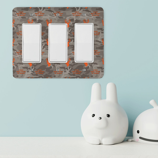 Hunting Camo Rocker Light Switch Covers - Triple - IN CONTEXT
