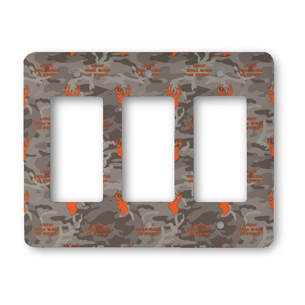 Custom Hunting Camo Rocker Style Light Switch Cover - Three Switch (Personalized)