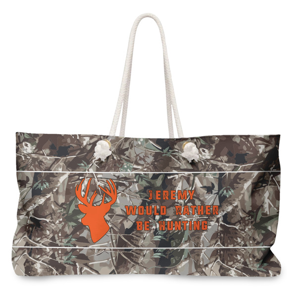 Custom Hunting Camo Large Tote Bag with Rope Handles (Personalized)