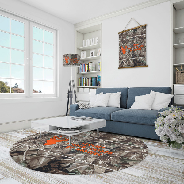 Hunting Camo Round Area Rug - IN CONTEXT