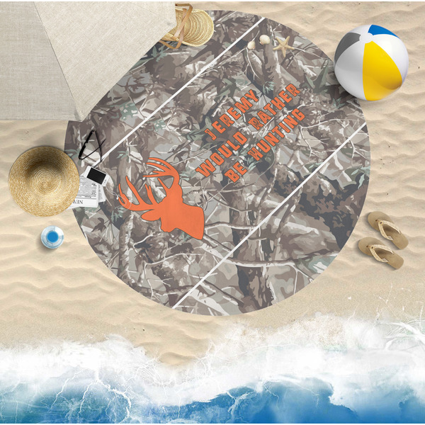 Hunting Camo Round Beach Towel Lifestyle