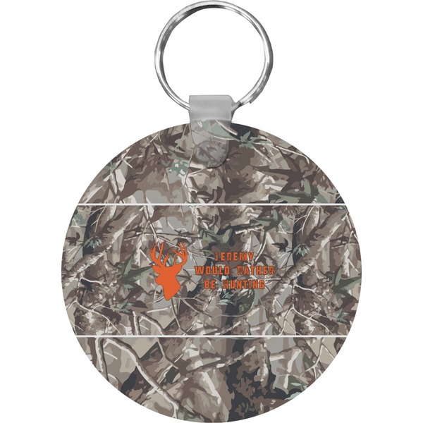 Custom Hunting Camo Round Plastic Keychain (Personalized)