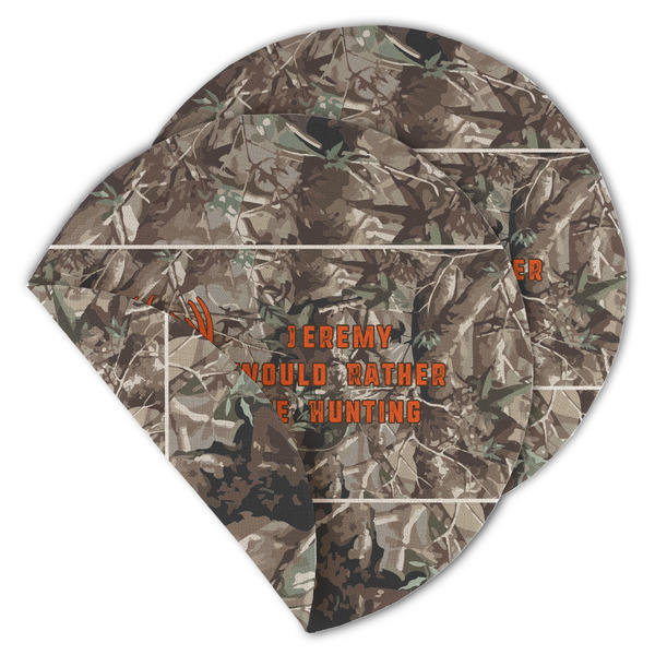 Custom Hunting Camo Round Linen Placemat - Double Sided (Personalized)