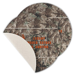 Hunting Camo Round Linen Placemat - Single Sided - Set of 4 (Personalized)