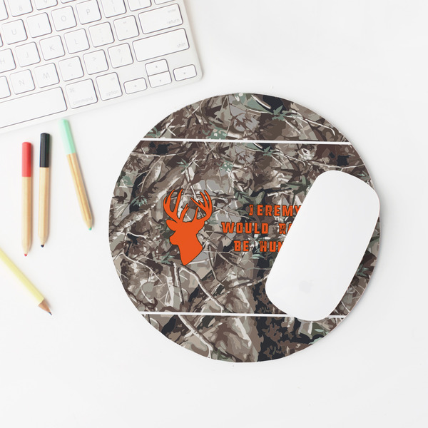 Hunting Camo Round Mousepad - LIFESTYLE 2