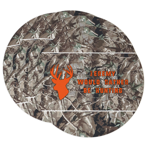Custom Hunting Camo Round Paper Coasters w/ Name or Text