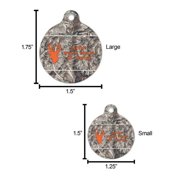 Hunting Camo Round Pet ID Tag - Large - Comparison Scale