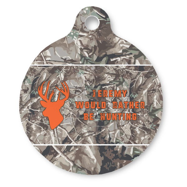 Custom Hunting Camo Round Pet ID Tag (Personalized)