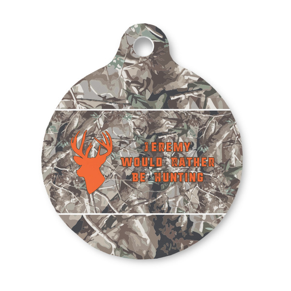 Custom Hunting Camo Round Pet ID Tag - Small (Personalized)