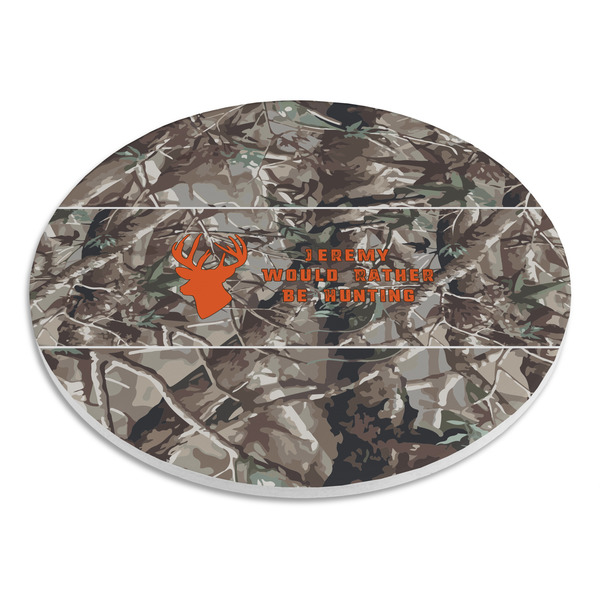 Hunting Camo Round Stone Trivet - Angle View