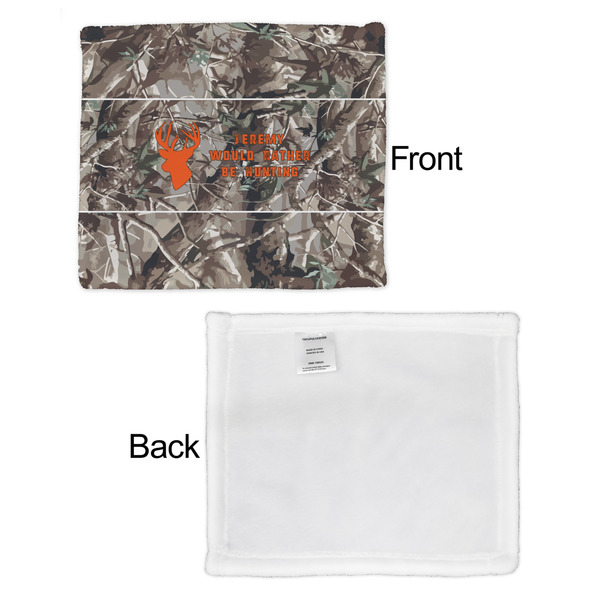 Hunting Camo Security Blanket - Front & White Back View