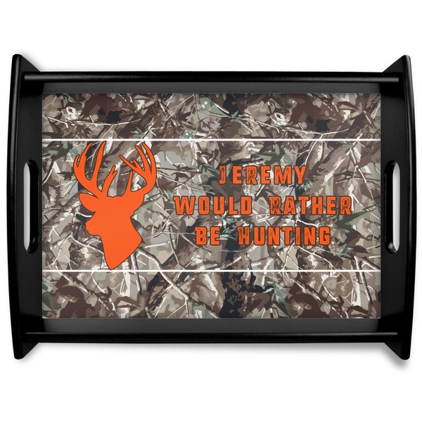 Custom Hunting Camo Black Wooden Tray - Large (Personalized)