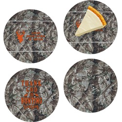 Hunting Camo Set of 4 Glass Appetizer / Dessert Plate 8" (Personalized)