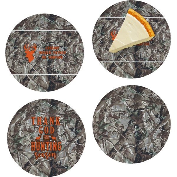 Custom Hunting Camo Set of 4 Glass Appetizer / Dessert Plate 8" (Personalized)