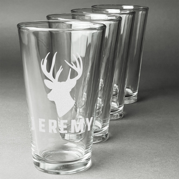 Custom Hunting Camo Pint Glasses - Engraved (Set of 4) (Personalized)