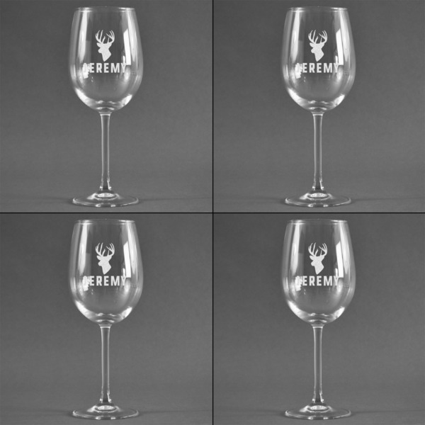 Hunting Camo Set of Four Personalized Wineglasses (Approval)
