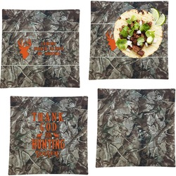 Hunting Camo Set of 4 Glass Square Lunch / Dinner Plate 9.5" (Personalized)