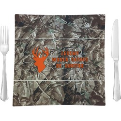 Hunting Camo 9.5" Glass Square Lunch / Dinner Plate- Single or Set of 4 (Personalized)