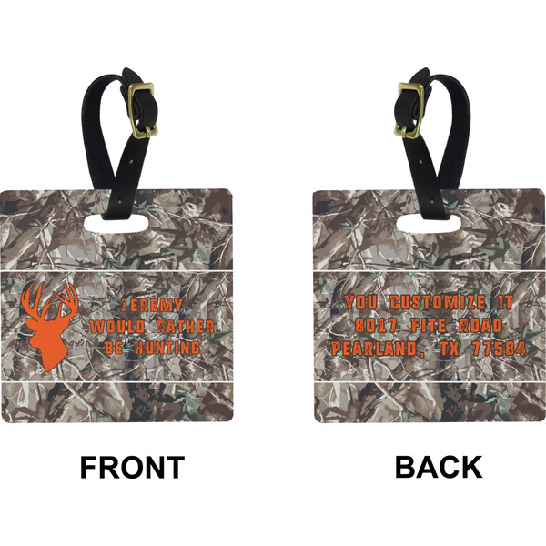 Hunting Camo Square Luggage Tag (Front + Back)