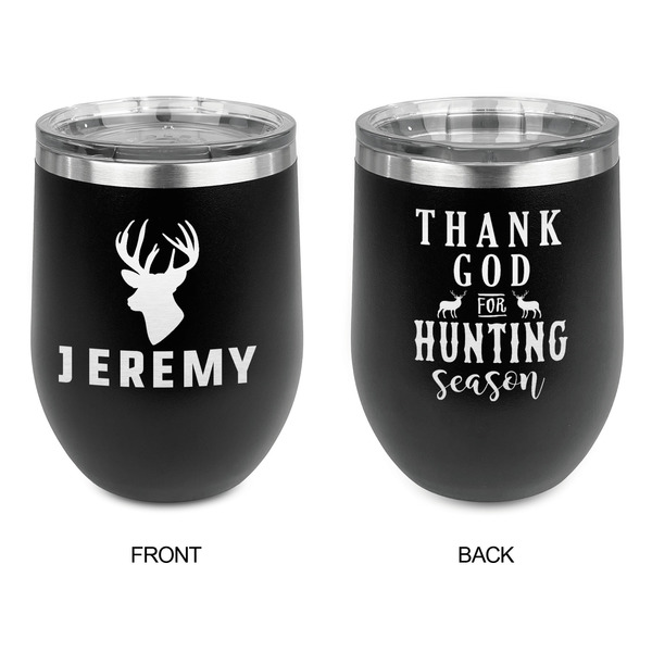 Hunting Camo Stainless Wine Tumblers - Black - Double Sided - Approval