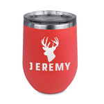 Hunting Camo Stemless Stainless Steel Wine Tumbler - Coral - Single Sided (Personalized)