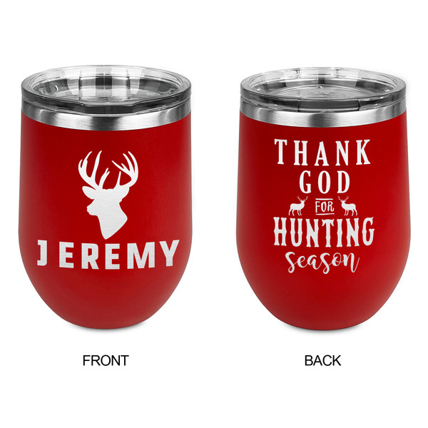 Hunting Camo Stainless Wine Tumblers - Red - Double Sided - Approval