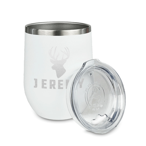 Hunting Camo Stainless Wine Tumblers - White - Single Sided - Alt View